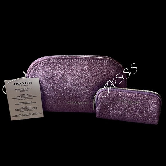 Purple (Sparkly) Coach Cosmetic-Makeup Bag/Coin-Pouch SET - Picture 2 of 15
